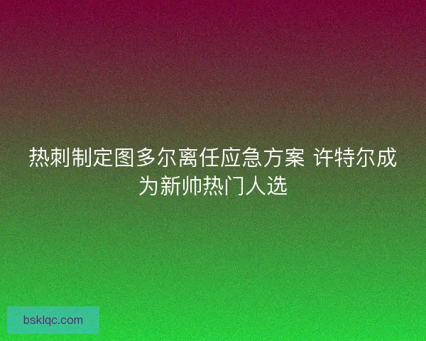 热刺制定图多尔离任应急方案 许特尔成为新帅热门人选