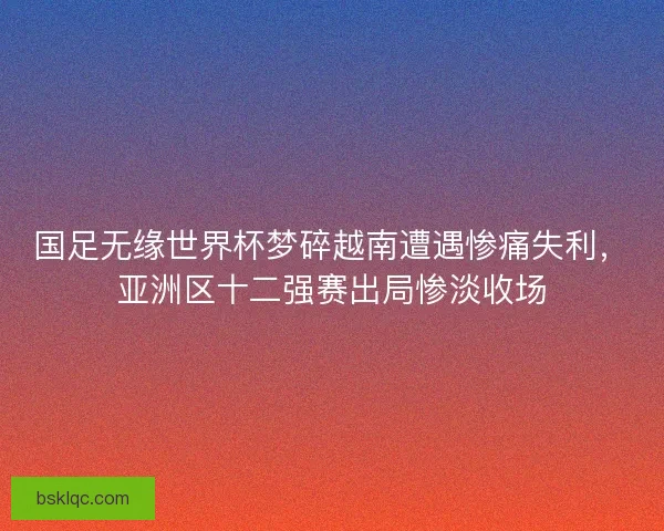 国足无缘世界杯梦碎越南遭遇惨痛失利，亚洲区十二强赛出局惨淡收场