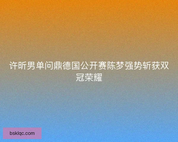 许昕男单问鼎德国公开赛陈梦强势斩获双冠荣耀